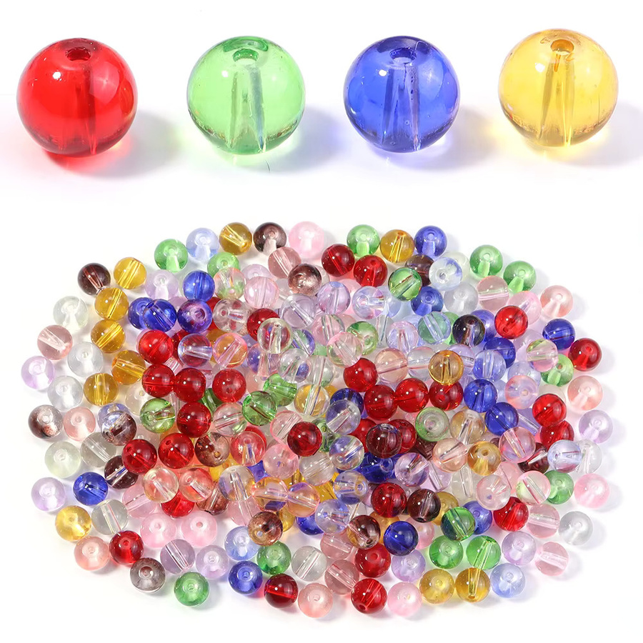 Louleur Perlen, Glas, rund, 8 mm, bunt, transparent, Spacer - Bild 4