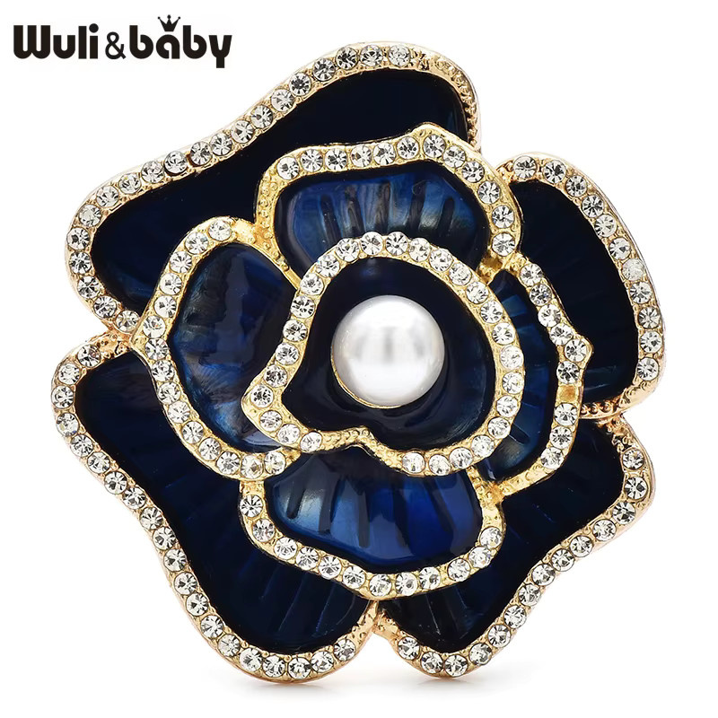 Wuli&baby Brosche, Kamelienblüten, Emaille, Perle, Damen, Gold - Bild 2
