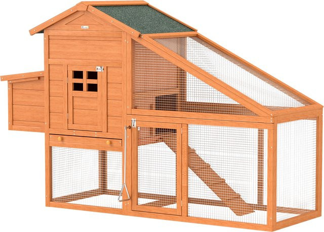 PawHut Hühnerstall Landhaus auf Stelzen aus vorgeölter Kiefer, Vollausstattung, B/T/H: 67 x 179 x 115 cm, Aosom - Bild 1