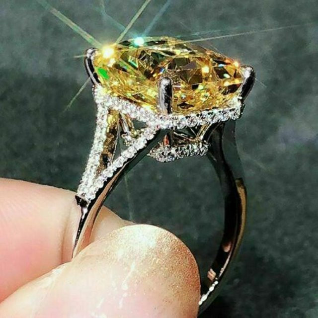 Huitan Ring, gelbe Zirkonia, Damen - Bild 1
