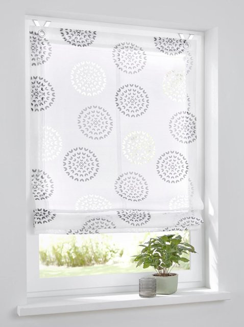 Raffrollo Heine Home in Anthrazit und Weiß, semi-transparent, aus Viskose und Polyester - Bild 1
