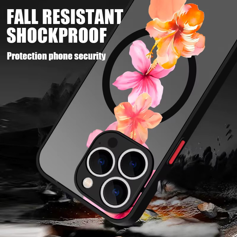 YISHANGOU Magnetische Handyhülle Lily Flowers für iPhone 17 16 15 14 13 12 Pro Max Plus in Multicolour, stoßfeste matte Acryl-Abdeckung - Bild 2