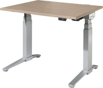 Schäfer Shop Genius ERGOSTYLE S Schreibtisch elektrisch höhenverstellbar, Eiche/weißaluminium, B 1200 x T 800 x H 635-1305 mm - Bild 1