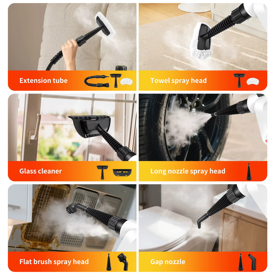BRIEFNESS Handdampfreiniger 1000 W in Weiß mit 400 ml Behälter zur Reinigung von Couch, Bodenfliesen, Fenstern und Auto - Bild 6