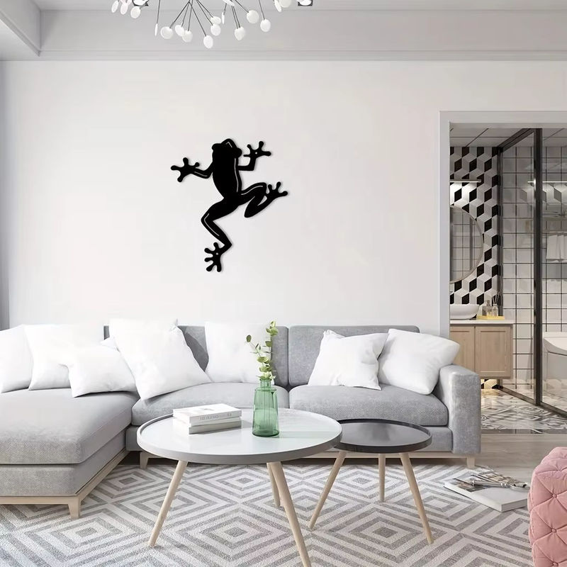 CIFBUY Metall Wanddekoration Frosch Wandskulptur in Schwarz für Indoor und Outdoor - Bild 3