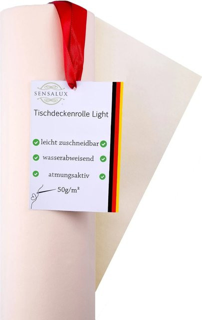 Sensalux Tischdeckenrolle Light Creme in Beige, wasserabweisendes Vlies aus Polypropylen, Breite: 110 cm, Länge: 25 m - Bild 1