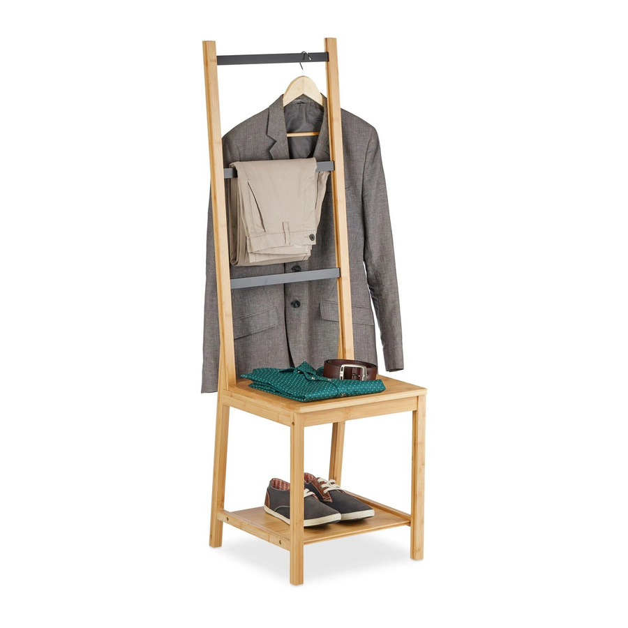 Relaxdays Herrendiener aus Bambus in Schwarz, H: 133 cm, B: 40 cm, T: 42 cm - Bild 2