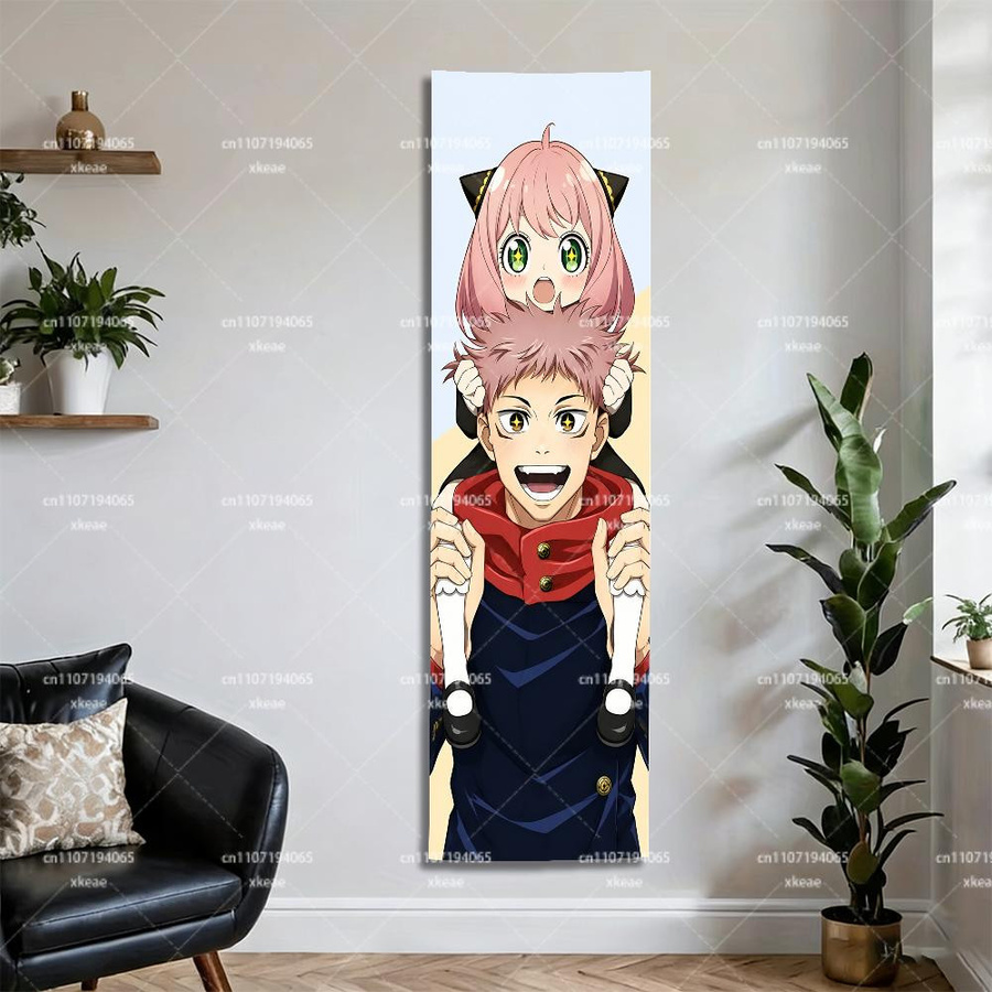 S-Spy X Family & Jujutsu Kaisen Vertikaler Wandbehang Anya & Yuji Crossover Wandbild, Mehrfarbig, Höhe: 150 cm, Breite: 40 cm - Bild 2