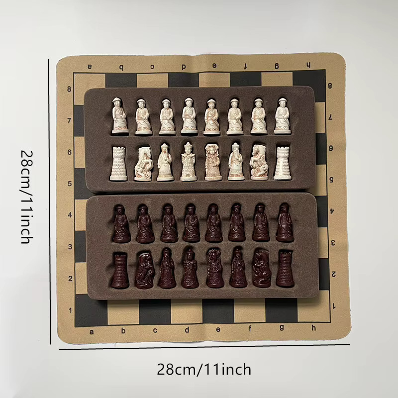 Yernea Schachspiel, Retro antikes Schachbrett, Harz, Strategiespiel - Bild 2