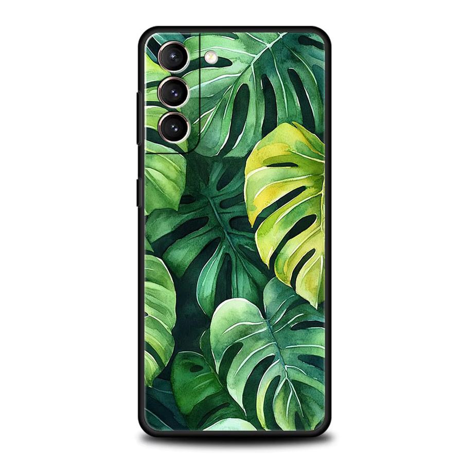 Grüne Handyhülle mit Monstera-Blättern für Samsung Galaxy S25 Edge S24 S23 S22 S21 FE 5G S20 Ultra S10 Plus aus weichem TPU - Bild 2