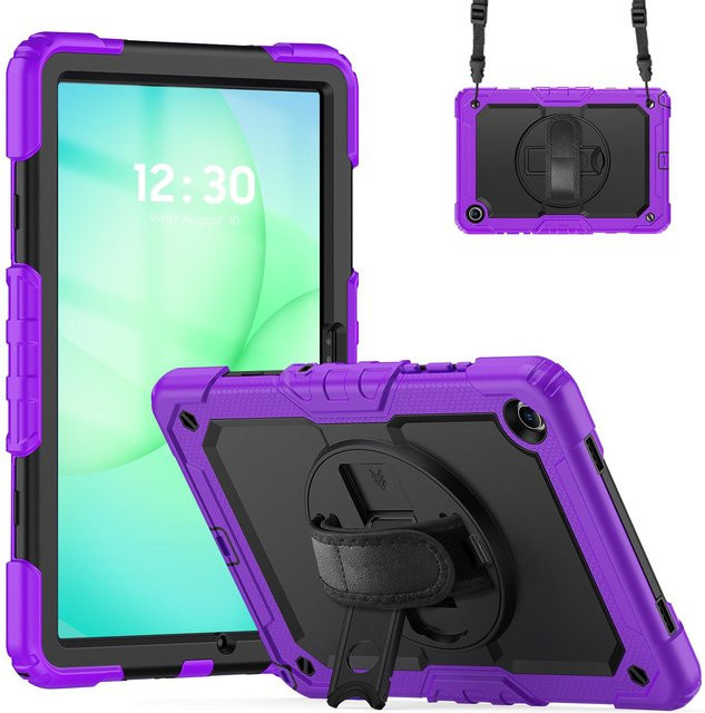 Stoßfeste Kinder-Schutzhülle für Samsung Galaxy Tab A11+ und A9 Plus 11 Zoll mit Ständer, Riemen und Schutzfolie in Lila - Bild 1