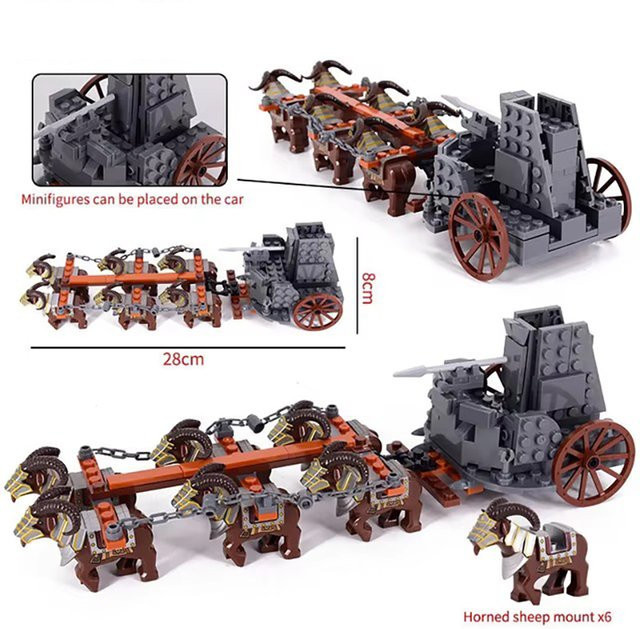 Mitty Mini Bricks Fantasy Bausteine Set mit Zwergen, Wildschwein, Ziege und Wagen in Multicolour - Bild 1