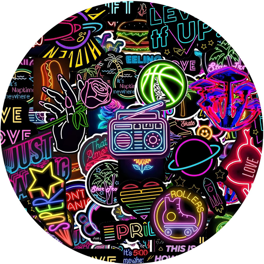 Rspctou Neon Cartoon Graffiti Aufkleber, Bunt / Mehrfarbig, Set / Bundle - Bild 2