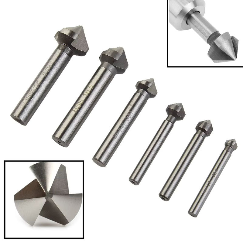 DAZZLEEX 3-Flöten-Senker Bohrer 90 Grad Anfasen Werkzeug für Holz und Metall in Silber - Bild 2