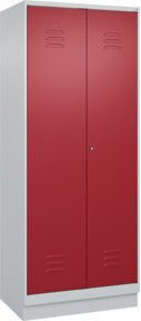 C+P Putzmittel-Spind Classic PLUS mit Sockel und 2 Abteilen, Farbe Grau-Rot, H x B x T: 195 x 80 x 50 cm, mit Zylinderschloss - Bild 1