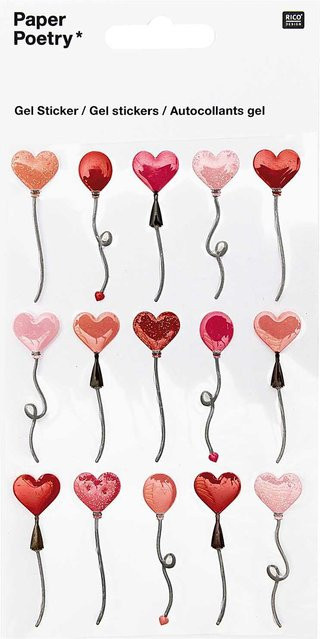 Rico Design Paper Poetry Gelsticker Herzluftballons - Bild 1