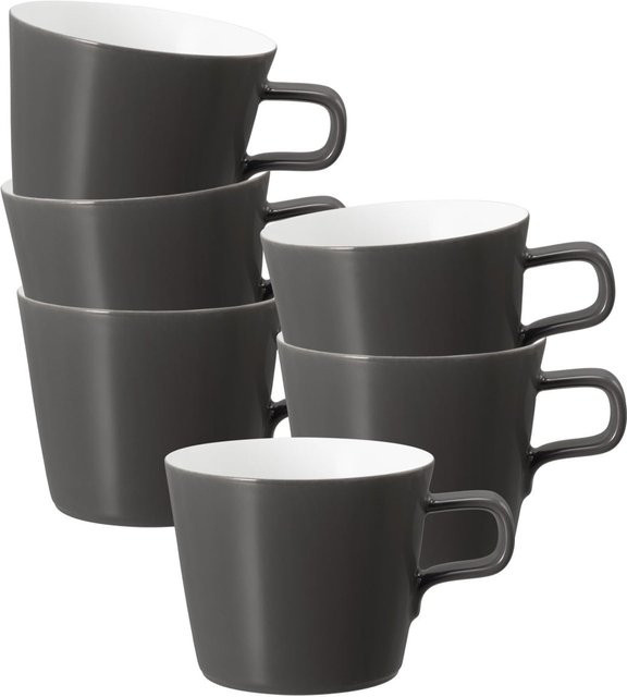 Seltmann Weiden Cappuccino- und Teetassen No Limits Moments aus Porzellan, Grau, 6er Set, 0,26 l pro Tasse - Bild 1