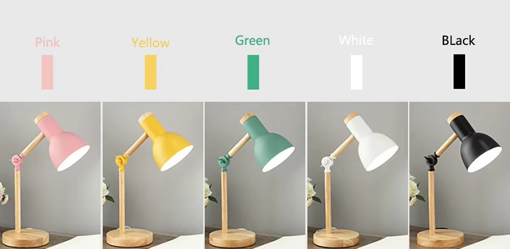 Claeted Nordic Tischlampe aus Holz mit verstellbarem LED-Kopf in Warmweiß - Bild 3