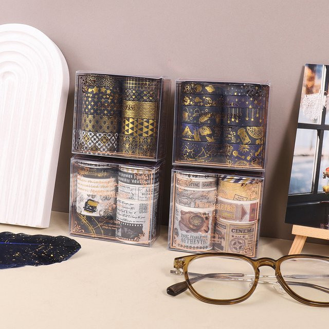 Exquisites Goldfolien-Washi-Tape-Set mit verschiedenen Mustern für DIY Tagebuch- und Karten-Dekorationen - Bild 1