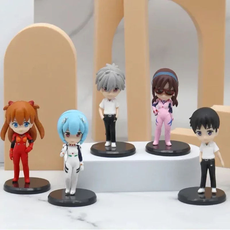 5er Set Anime Actionfiguren Neon Genesis Evangelion mit Ayanami Rei, Asuka Langley Soryu und Makinami von Bandai, mehrfarbig, aus Kunststoff - Bild 1