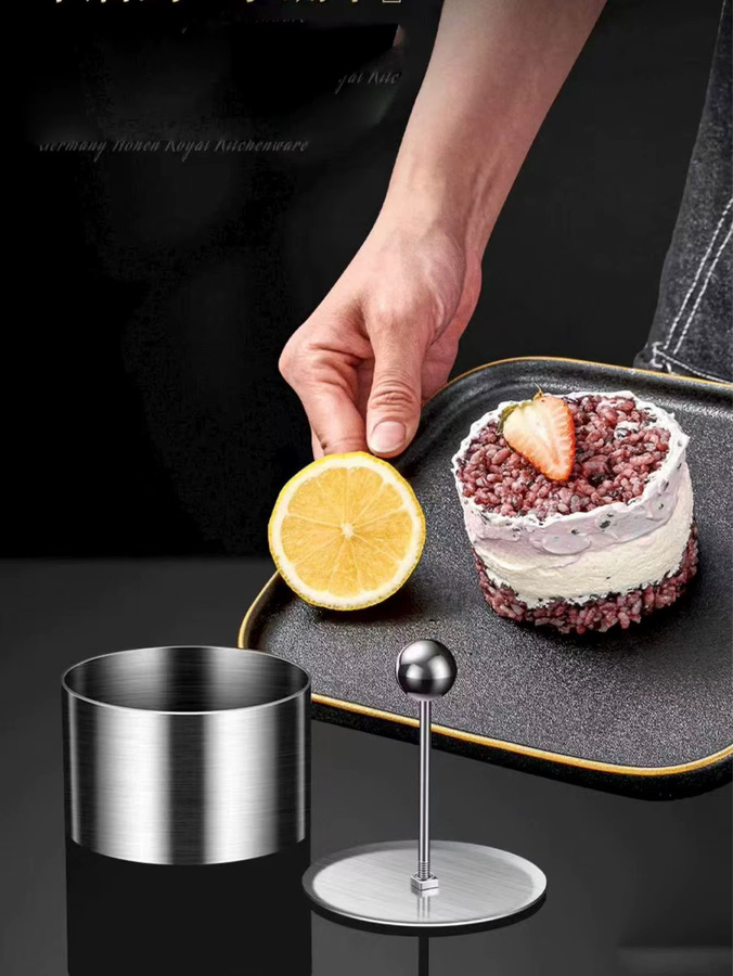 3-teiliges Edelstahl Dessert-Set aus 304 Edelstahl in Silber und Lila für Reis, Taro Paste und Mousse, runde Form - Bild 2