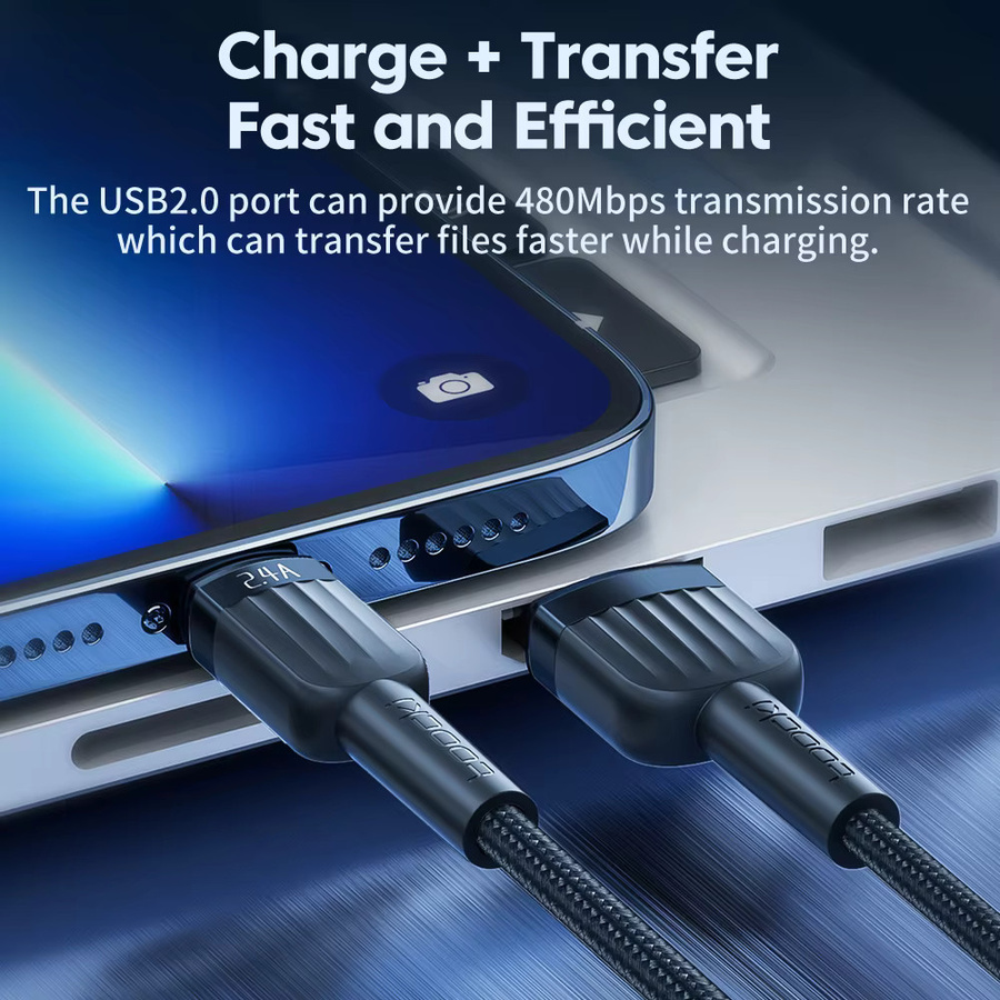 Toocki USB-A auf Lightning Kabel für iPhone in Schwarz mit 2,4A Schnellladung - Bild 3