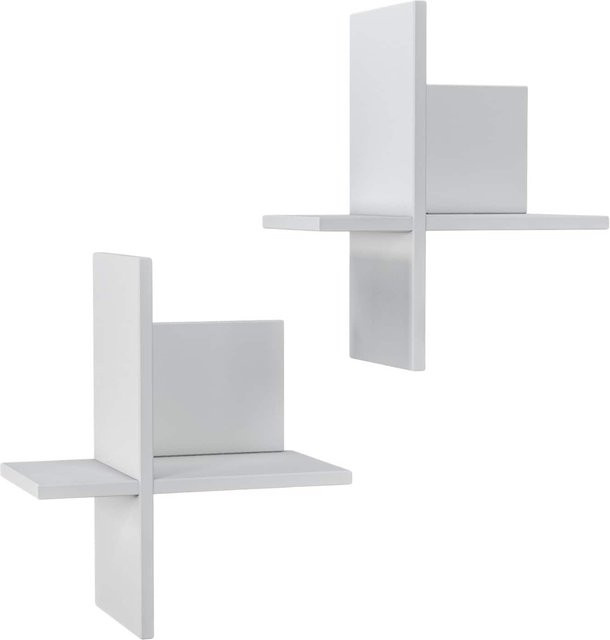 Mein-Regal 2er Set Wandregal BRICK aus MDF Holz in Weiß, B/T/H: 39 x 22 x 45 cm - Bild 1