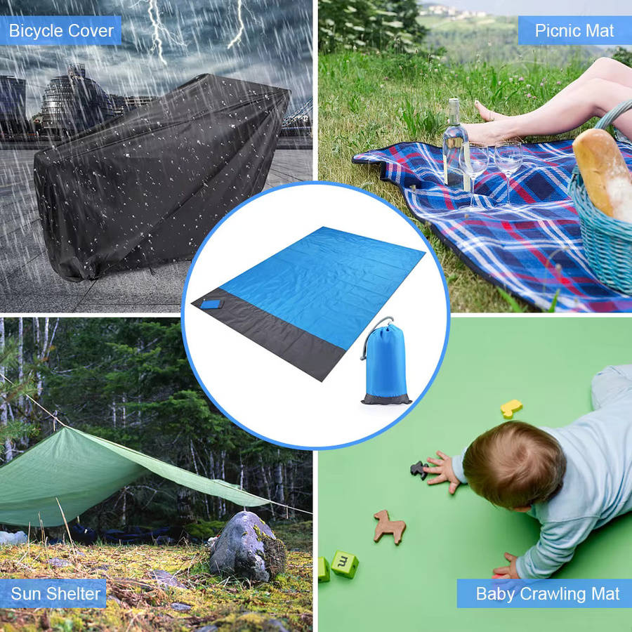 TOMSHOO Wasserdichte Picknickmatte für Strand und Camping, Blau, B/T: 210 x 140 cm - Bild 3