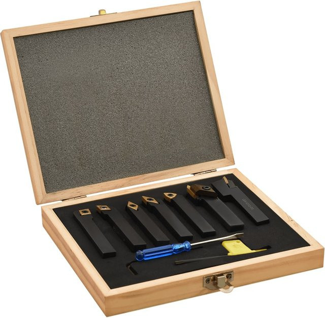 VD Home Furnishing 12-teiliges Drehstahl-Set aus Stahl in Schwarz mit Wendeschneidplatten 12x12 mm und 80 mm Schaftlänge - Bild 1