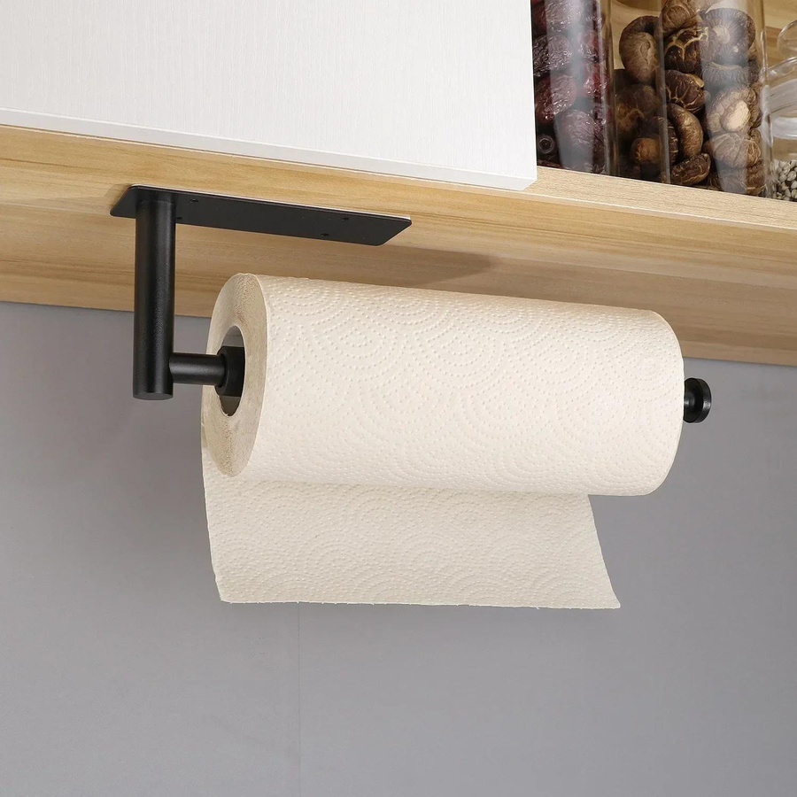 IYUEQIANLI Papierhandtuchhalter aus Edelstahl in Schwarz, Wandhalterung ohne Bohren für Bad, WC und Küche - Bild 5