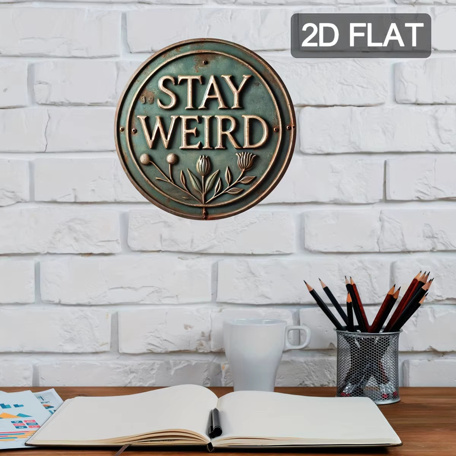 Rundes Metallschild STAY Weird von Potdemiel im Vintage-Design aus Aluminium für deine Wanddeko Durchmesser: 20 cm - Bild 4