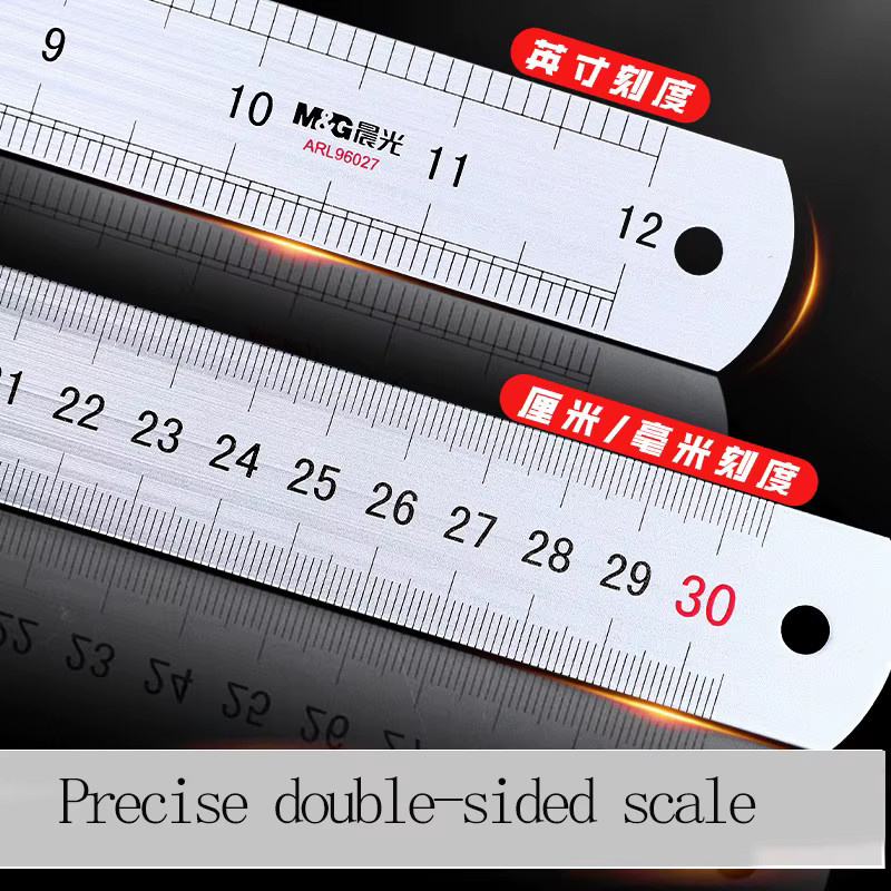 M&G Doppelseitiges Präzisionslineal aus Edelstahl in Silber, Länge: 20 cm - Bild 6