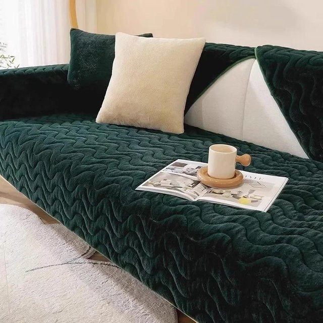 Deine Warm Home Plüsch Sofa Abdeckung, verdicktes Anti-Slip Sitzkissen in Grün, Breite: 70 cm, Tiefe: 50 cm - Bild 1
