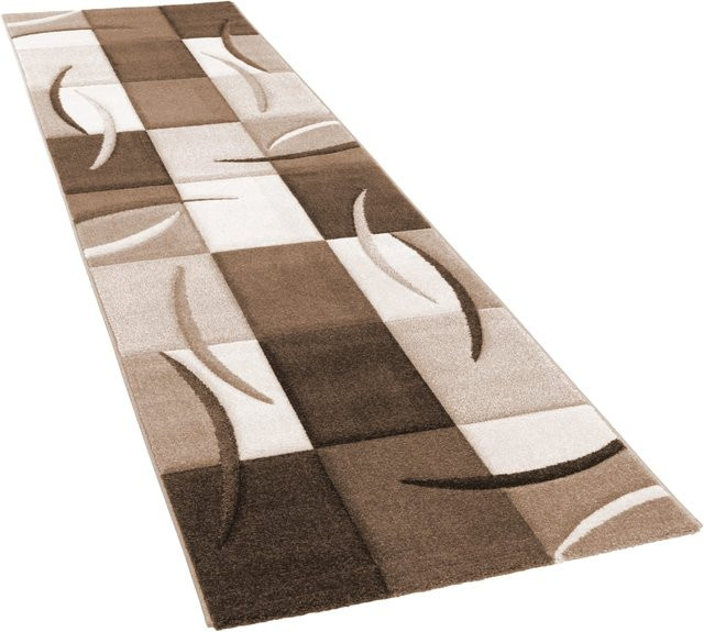 Moderner Teppich Diamora in Braun mit Hoch-Tief-Effekt, B/T: 80 x 300 cm - Bild 1