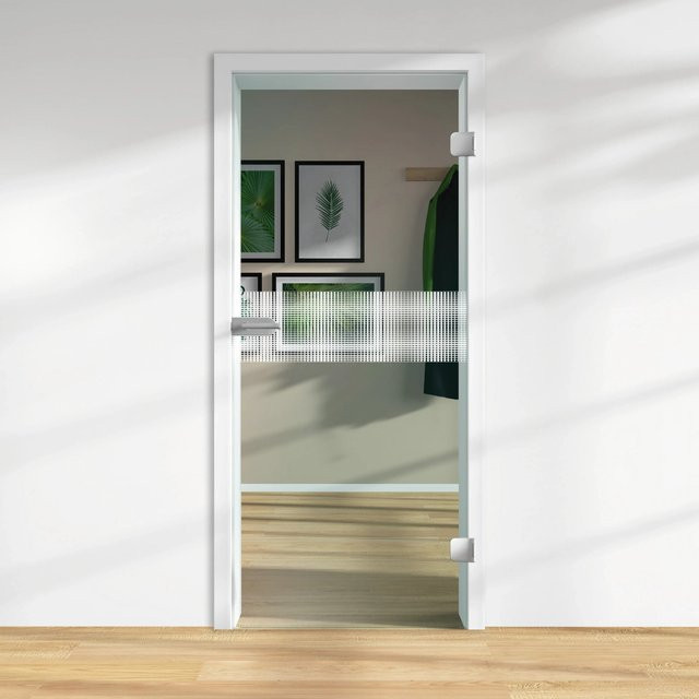 Skyscope Glasdrehtür ESG Floatglas mit Lasermattierung, transparent, DIN Rechts, H x B x T: 197,2 x 83,4 x 0,8 cm - Bild 1