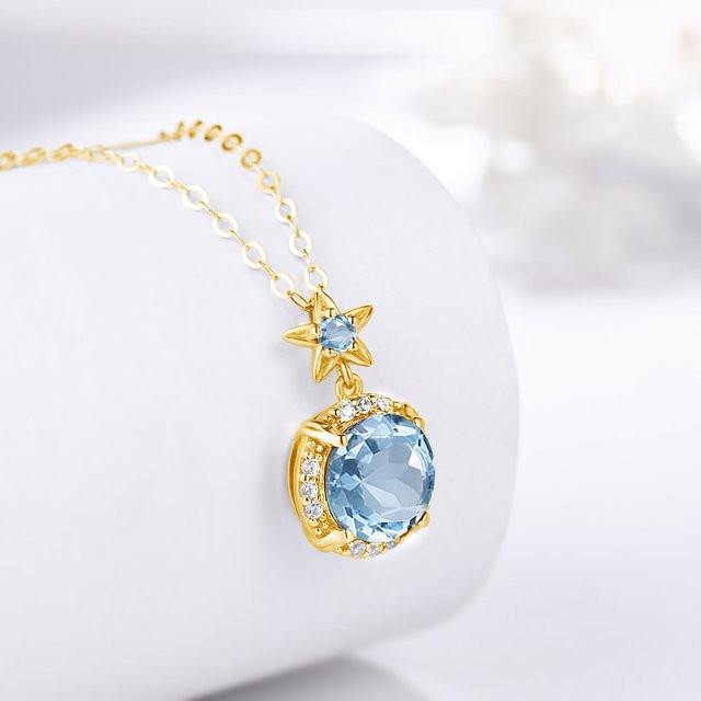 kayleejackson Halskette, Aquamarin, Zirkonia, 925 Silber, vergoldet, Damen - Bild 1