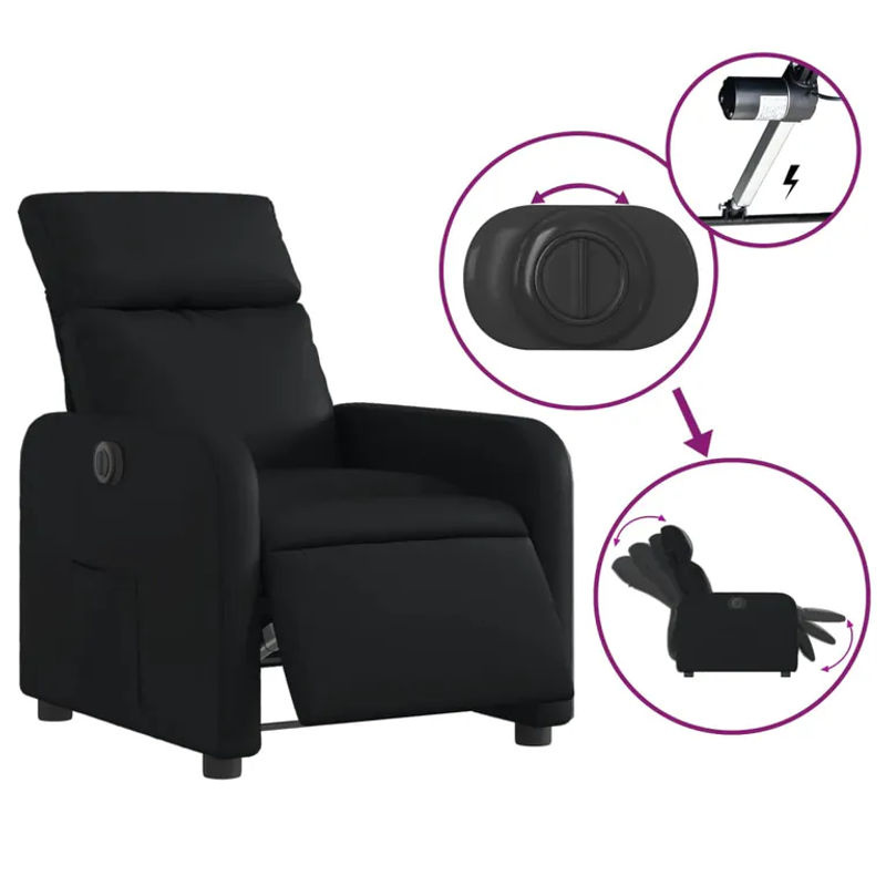 Vidaxl Elektrischer Relaxsessel in Schwarz mit Kunstlederbezug im modernen Design - Bild 4