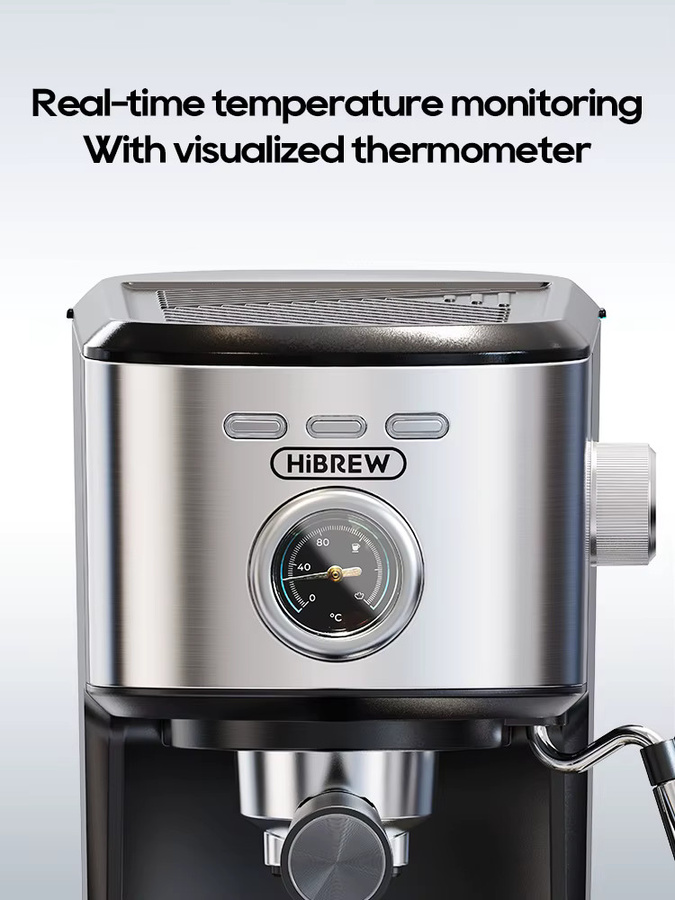HiBREW Espressomaschine H5A Halbautomatische Kaffeemaschine mit 20 Bar Druck und Temperaturanzeige aus Edelstahl - Bild 3