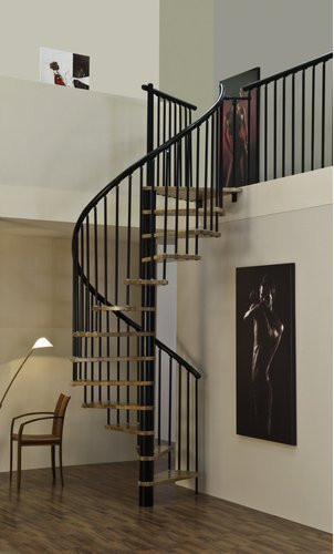 Minka Spindeltreppe Spiral Effect in Eiche Schwarz mit Durchmesser: 140 cm für eine Raumhöhe bis 309 cm - Bild 2