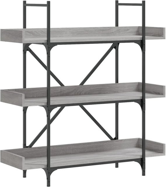 vidaXL Bücherregal mit 3 Böden in Grau Sonoma, Industrial Design aus Holzwerkstoff und Metall, B/T/H: 100 x 33 x 108,5 cm - Bild 1