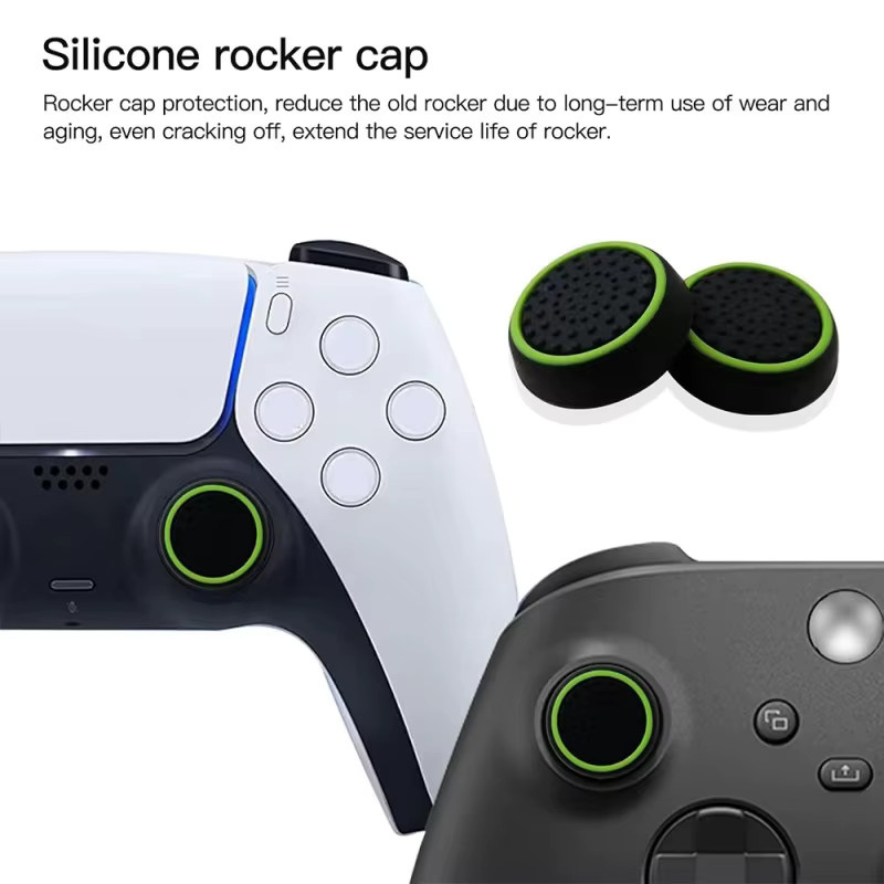 8 Stück leuchtende Silikon Thumb-Stick-Griffkappen für PS5, PS4, Xbox 360 und Xbox One Series X/S in Weiss und Multicolour von ERIKOLE - Bild 3