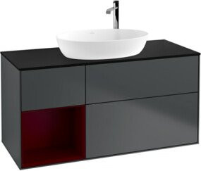V&B Waschtischunterschrank Finion mit Wandbeleuchtung, Breite: 120 cm, Tiefe: 50,1 cm, Höhe: 50,1 cm, lackiert, matt blau - Bild 1
