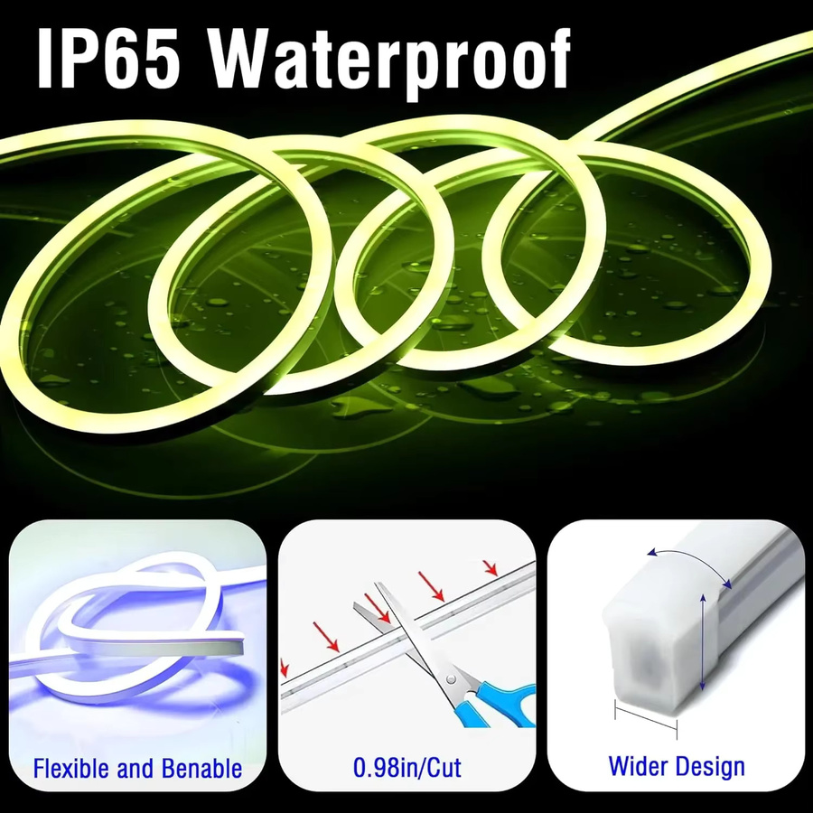 Saimili RGBIC LED Neon Flex Lichtleiste mit App- und Fernbedienung, USB-Betrieb, wasserdichtes Silikonband in Multicolour für intelligente Akzentbeleuchtung - Bild 6