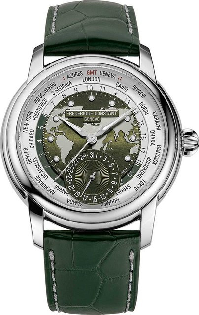Frederique Constant Armbanduhr Classic Worldtimer, Automatik, Edelstahl, 42 mm, Herren - Bild 1