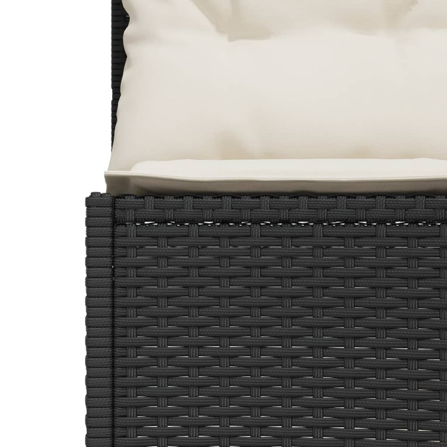 vidaXL Gartensofa halbrund aus schwarzem PE-Rattan mit Tisch und Kissen aus wetterbeständigem Polyester - Bild 4