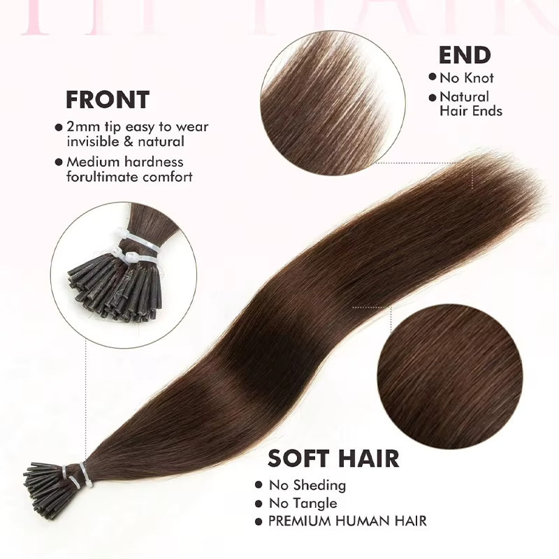 Boymia I-Tip Echthaar-Extensions, 50 Stränge, 16-20 Zoll, 30G - Bild 4