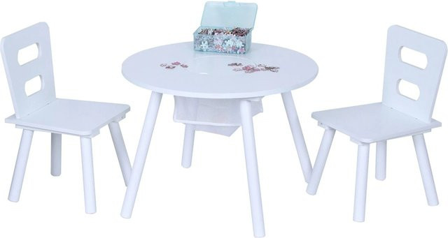 Relaxdays Kindersitzgruppe aus MDF und Nylon in Weiß mit Tisch und 2 Stühlen, B/T/H: 59,5 x 59,5 x 44 cm - Bild 1