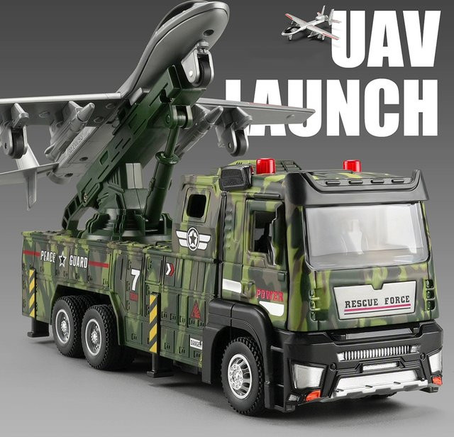 Mini Auto Drone Launch Vehicle Modell, 1:32, Metalldruckguss, mit Sound und Licht - Bild 1