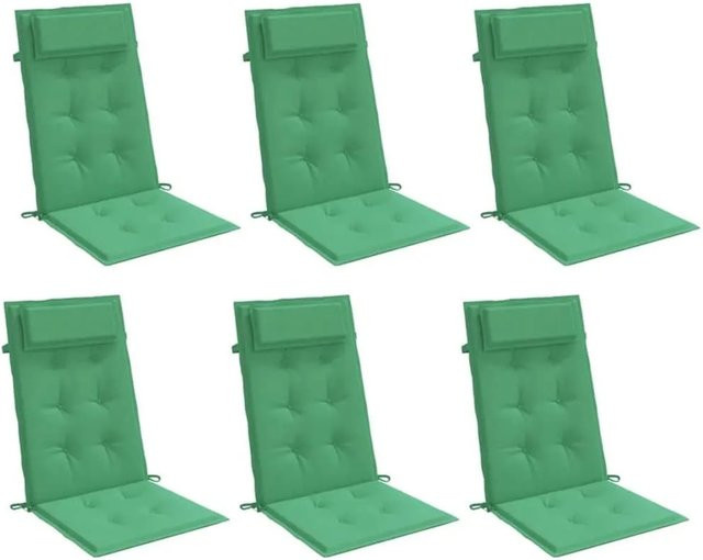 6er Set vidaXL Hochlehner-Auflagen aus grünem Oxford-Gewebe mit Schaumstofffüllung - Bild 1