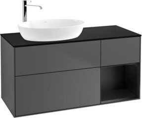 V&B Waschtischunterschrank Finion mit Wandbeleuchtung, Anthrazit lackiert, B/T/H: 120 x 50,1 x 60,3 cm - Bild 1